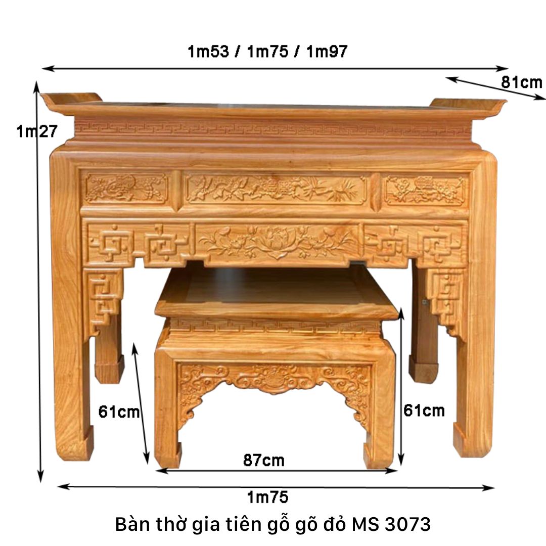 Bàn thờ gia tiên đẹp gỗ gõ đỏ VH07