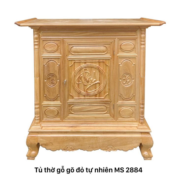 Tủ Thờ Gỗ Gõ Đỏ Chạm Chữ MS 2884