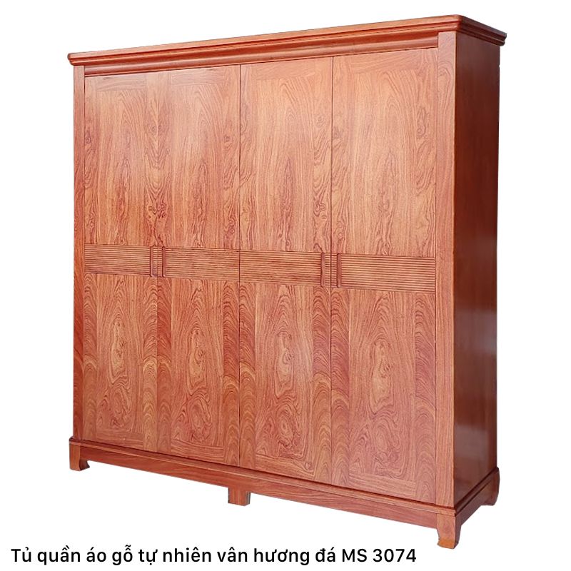 Tủ Gỗ Đựng Quần Áo Gỗ Tự Nhiên Vân Hương Đá MS 3074